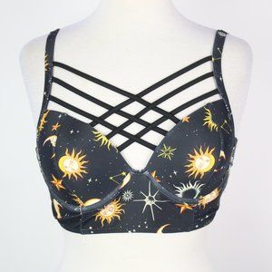 Dressfo Womens US 6 Sun Constellation Astrology Lattice Neck Bikini Top